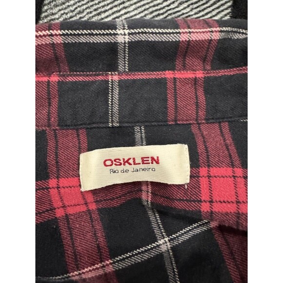 Osklen Rio de Janeiro Mens M Red Plaid Flannel Button Up Shirt Utility Chore - Picture 5 of 9